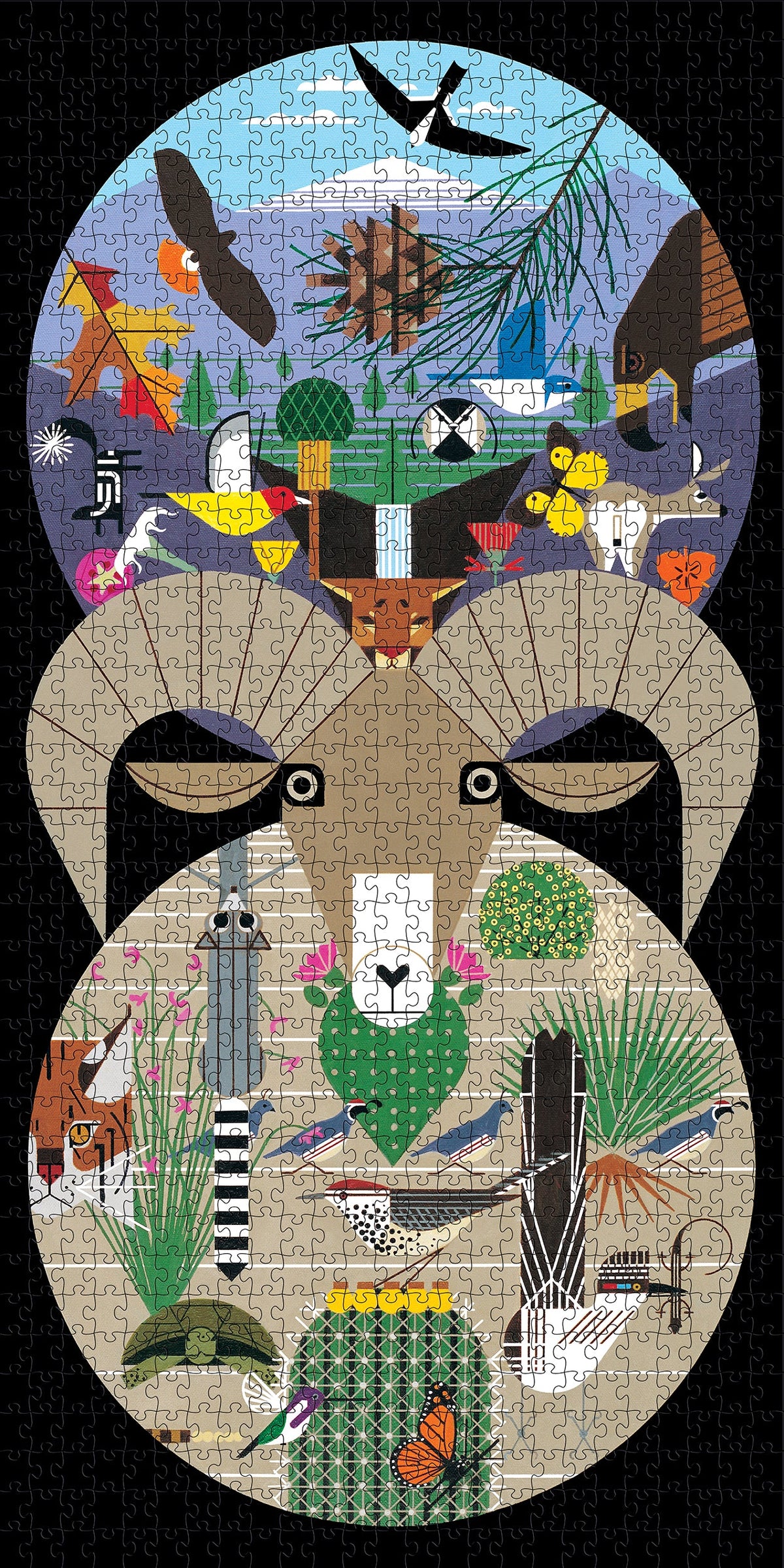 Made up: The California Desert Mountains by Charley Harper – 1000 Piece Jigsaw Puzzle (Pomegranate)