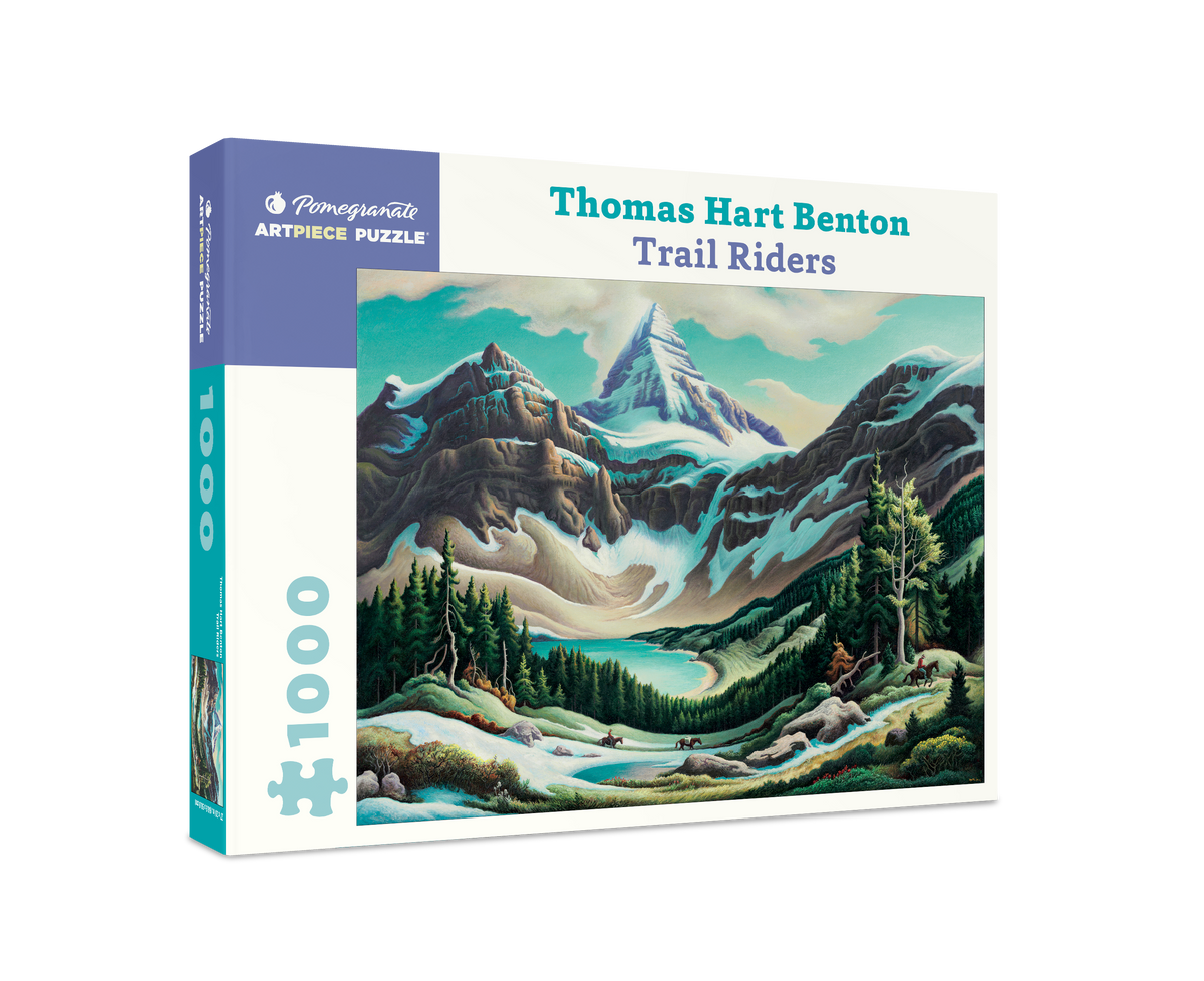 Box, turned right: Trail Riders by Thomas Hart Benton – 1000 Piece Jigsaw Puzzle (Pomegranate)