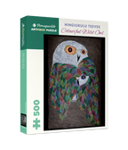 Box, turned right: Colourful Wild Owl by Ningiukulu Teevee – 500 Piece Jigsaw Puzzle (Pomegranate)
