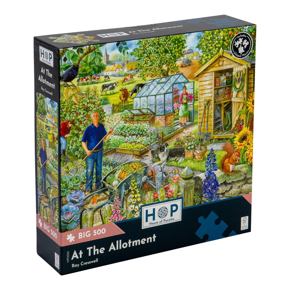 Box, turned right: At The Allotment – 500 Piece Jigsaw Puzzle (House of Puzzles)