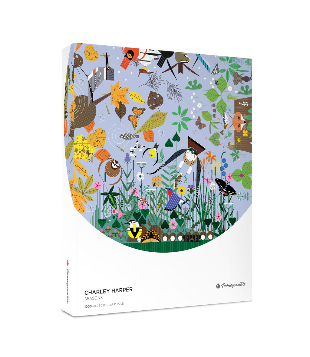 Seasons by Charley Harper – 1000 Piece Circular Jigsaw Puzzle (Pomegranate)