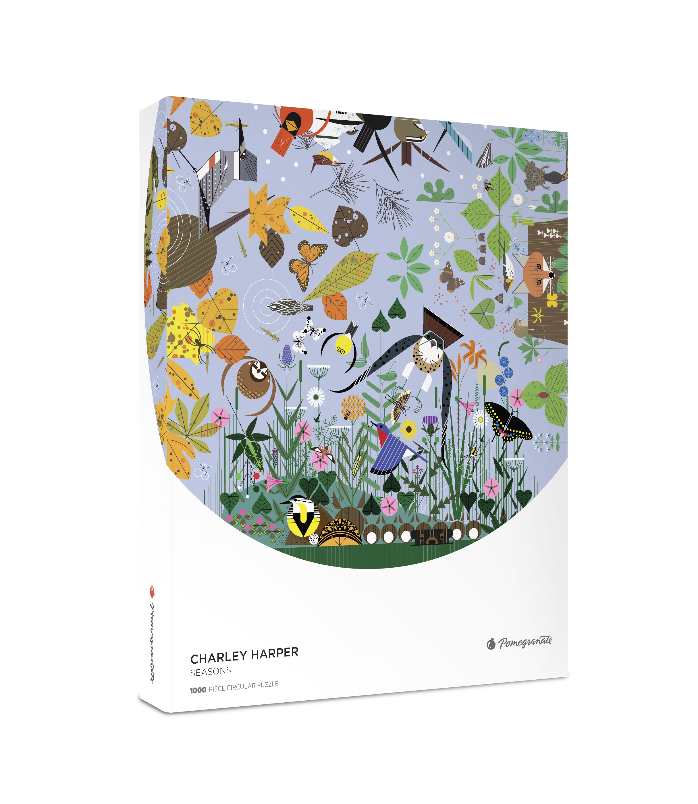 Seasons by Charley Harper – 1000 Piece Circular Jigsaw Puzzle (Pomegranate)