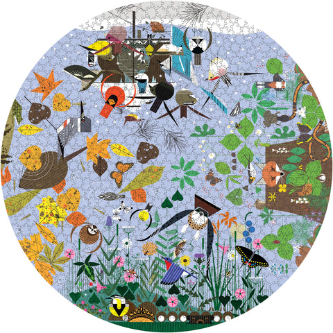 Seasons by Charley Harper – 1000 Piece Circular Jigsaw Puzzle (Pomegranate)