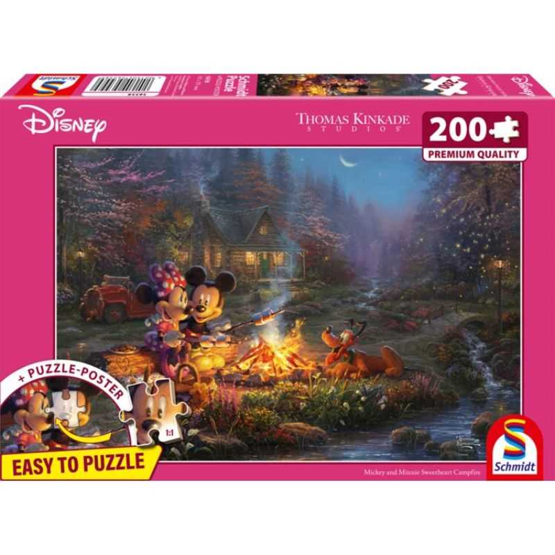 Disney Mickey & Minnie Sweetheart Campfire by Thomas Kinkade – 200 Piece Jigsaw Puzzle (Schmidt)