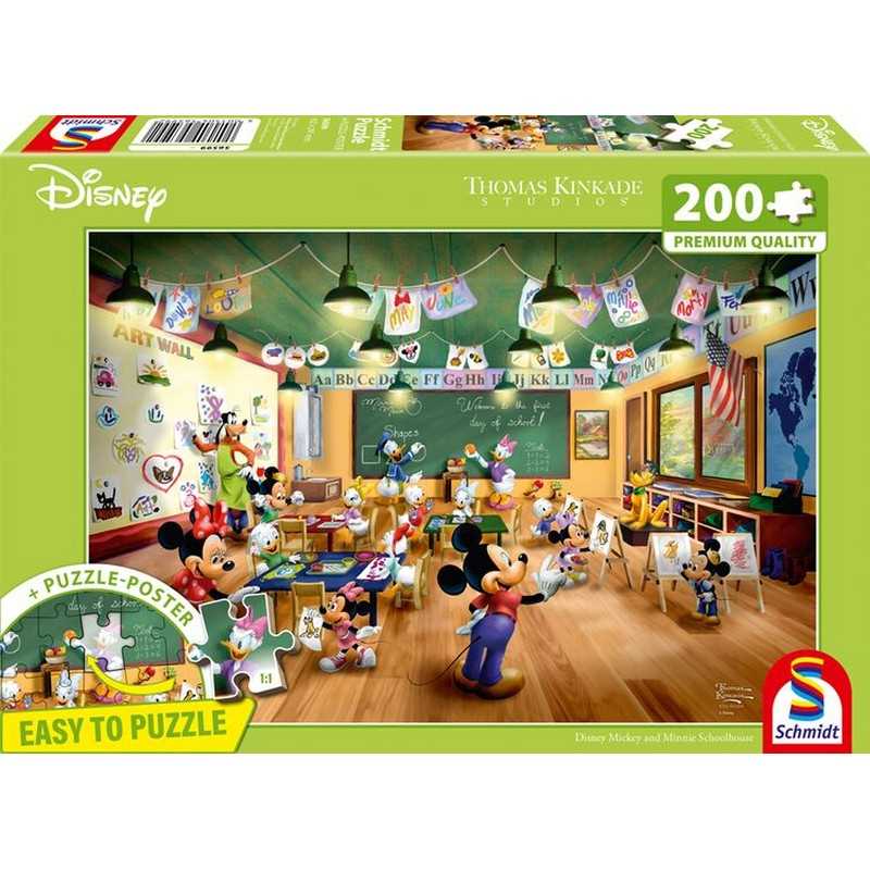 Disney Mickey & Minnie Schoolhouse by Thomas Kinkade – 200 Piece Jigsaw Puzzle (Schmidt)