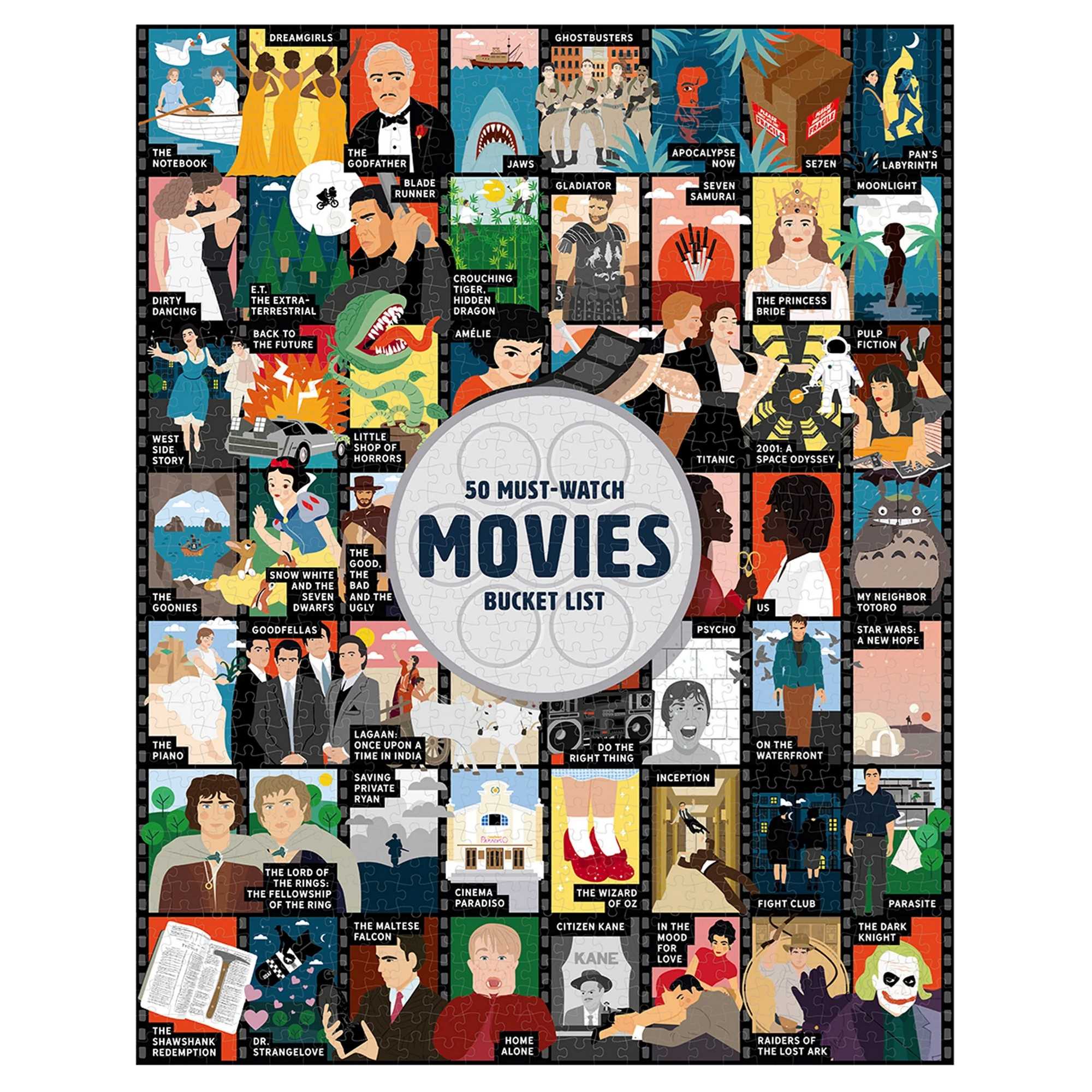 50 Must-Watch Movies Bucket List – 1000 Piece Jigsaw Puzzle (Ridley's Games)