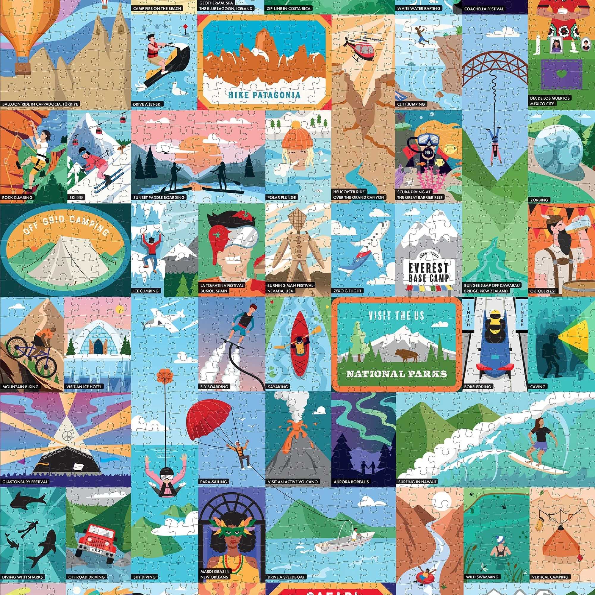 50 Thrilling Experiences for Adventure Seekers Bucket List – 1000 Piece Jigsaw Puzzle (Ridley's Games)