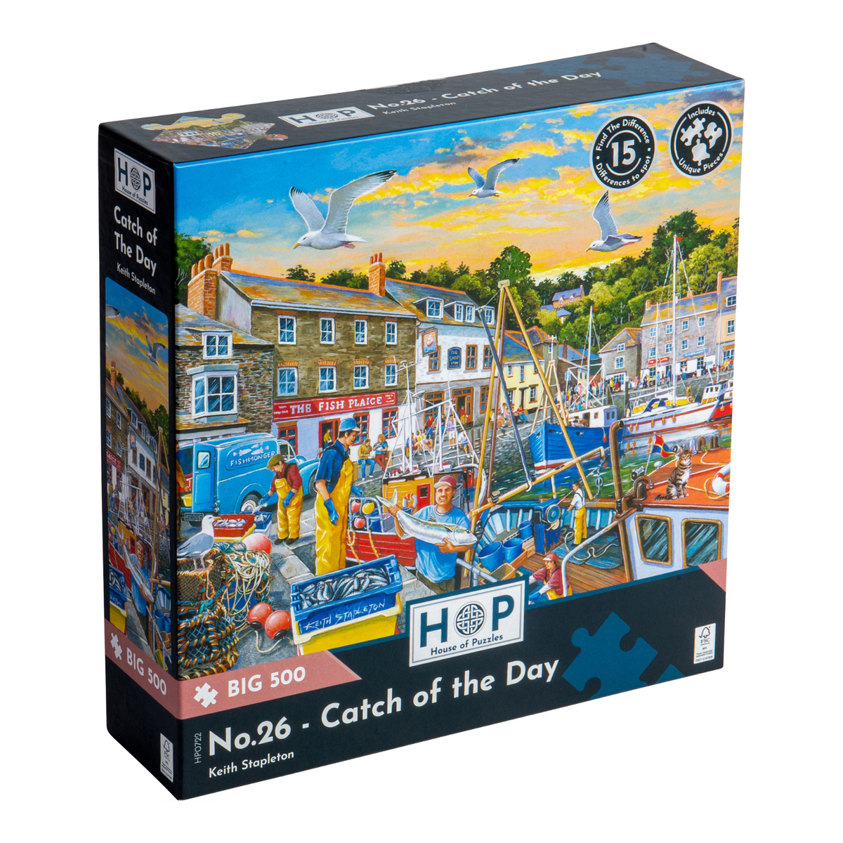 Box, turned right: Catch of the Day – 500 XL Piece Jigsaw Puzzle (House of Puzzles)