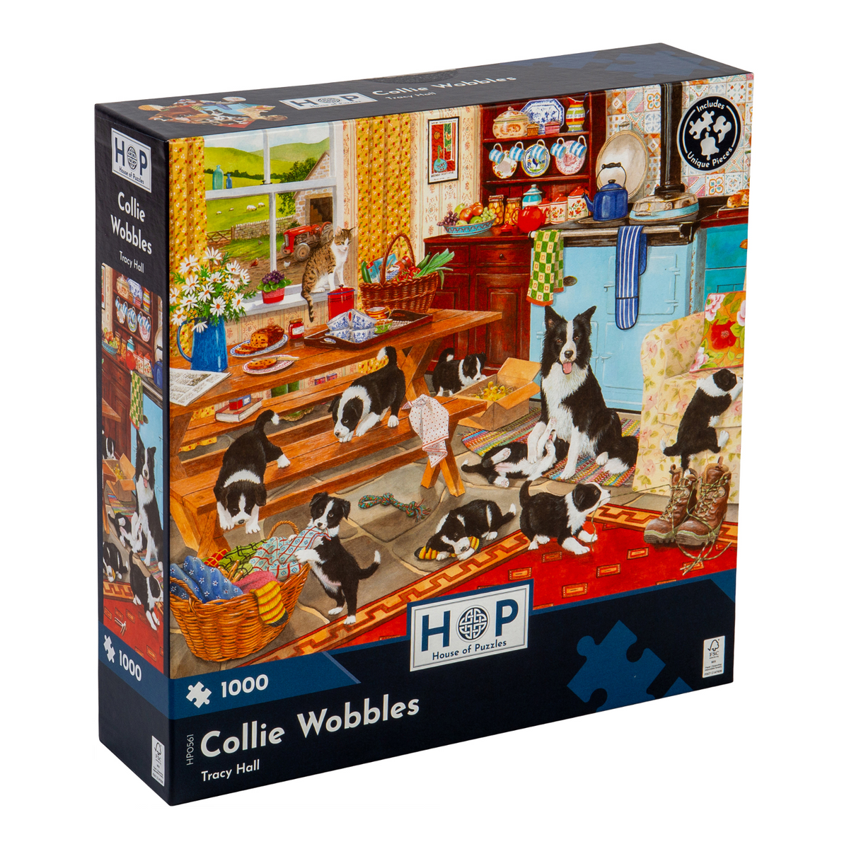 Box, turned right: Collie Wobbles – 1000 Piece Jigsaw Puzzle (House of Puzzles)