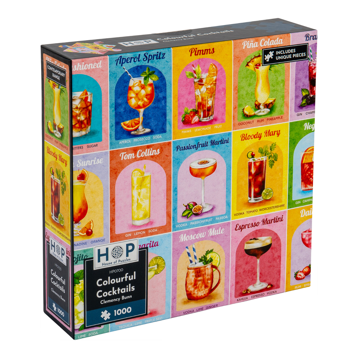 Box, turned right: Colourful Cocktails – 1000 Piece Jigsaw Puzzle (House of Puzzles)
