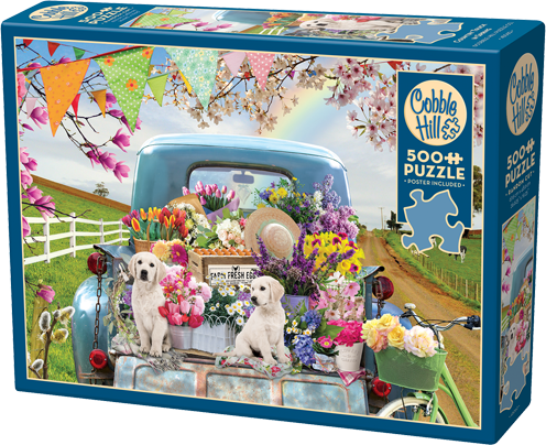 Country Truck in Spring – 500 Piece Jigsaw Puzzle (Cobble Hill) - Completed Puzzle