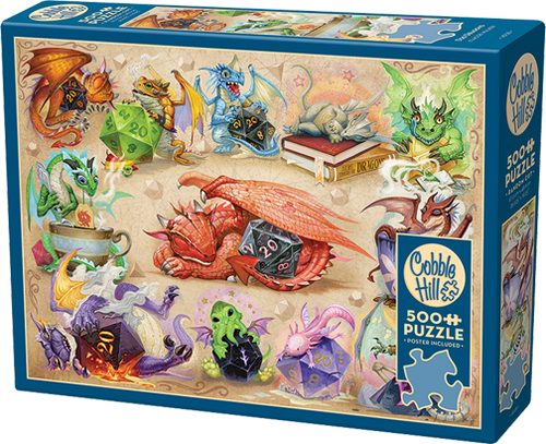 D20 Dragons – 500 Piece Jigsaw Puzzle (Cobble Hill) - Completed Puzzle