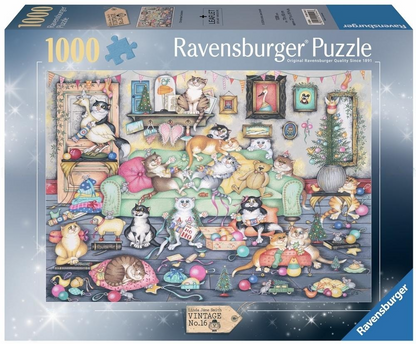 Ravensburger - Crazy Cats Vintage No. 16 – Christmas Crackers - 1000 Piece Jigsaw Puzzle