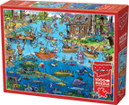Doodle Town: Gone Fishing – 1000 Piece Jigsaw Puzzle (Cobble Hill)