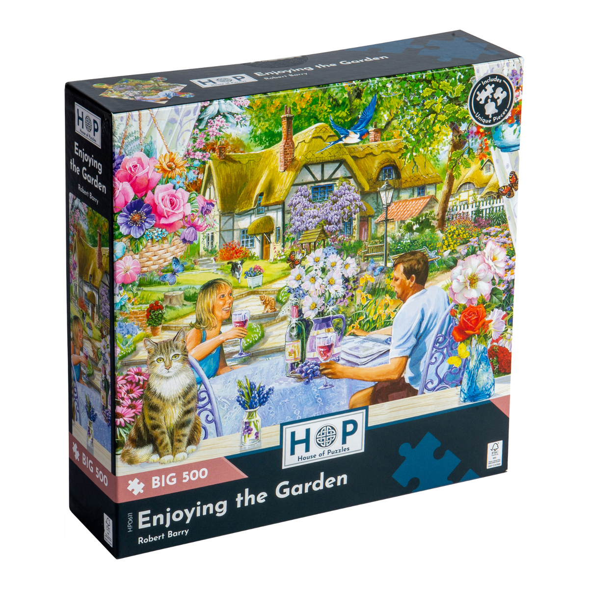 Box, turned right: Enjoying the Garden – 500 XL Piece Jigsaw Puzzle (House of Puzzles)