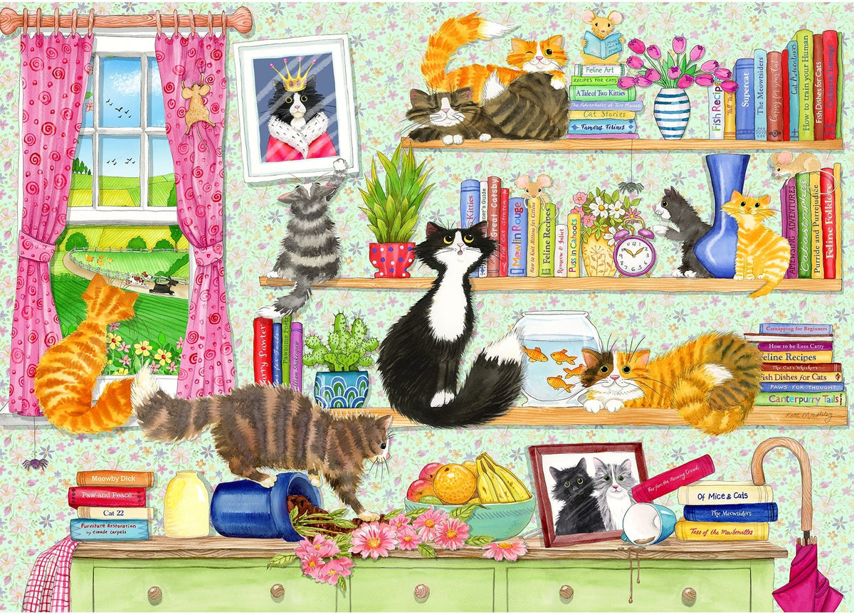 Artwork, puzzle 1 of 4: Catastrophe Cottage – 4 x 500 Piece Jigsaw Puzzles (Gibsons)