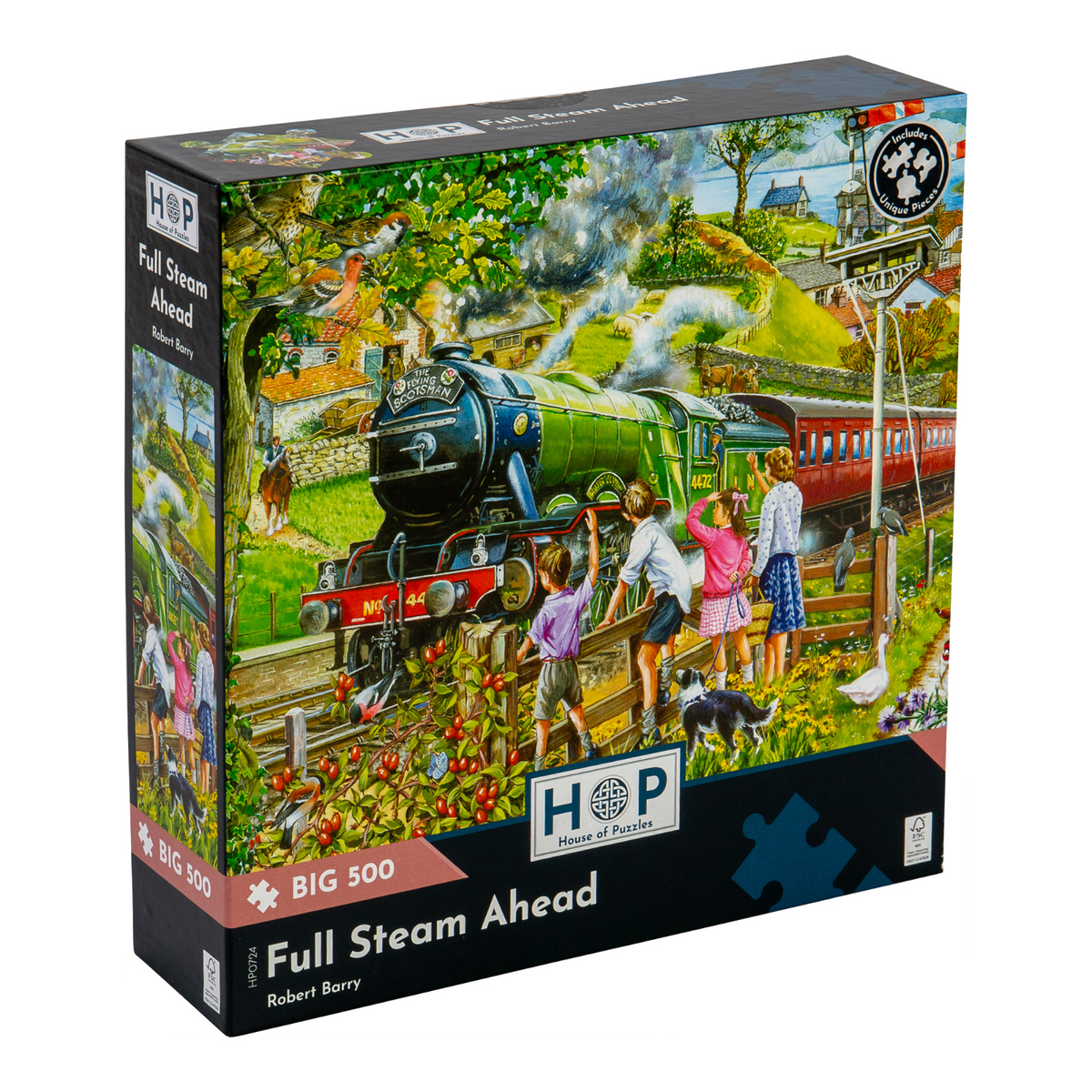 Box, turned right: Full Steam Ahead – 500 XL Piece Jigsaw Puzzle (House of Puzzles)
