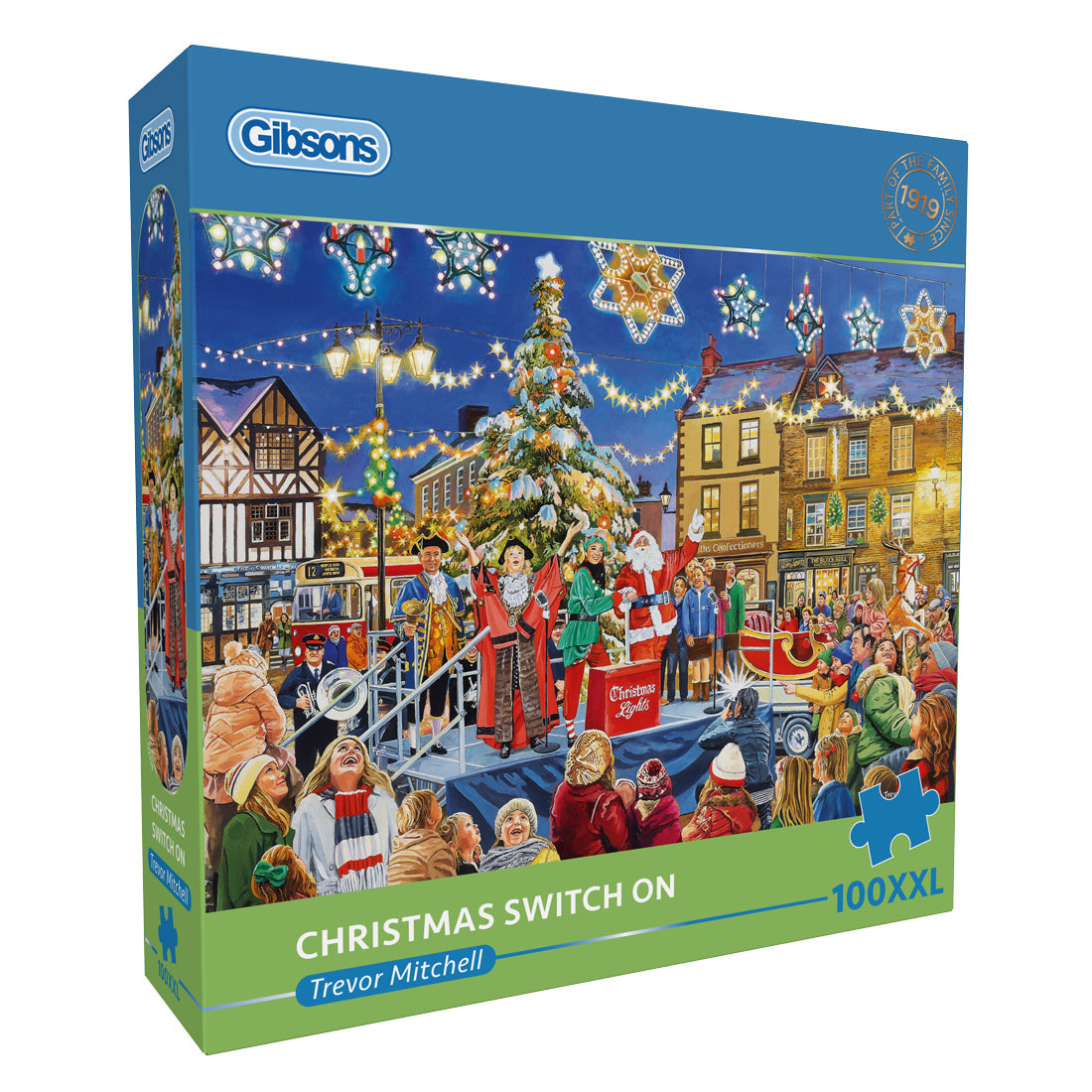 Box, turned right: Christmas Switch On by Trevor Mitchell – 100 XXL Piece Jigsaw Puzzle (Gibsons)