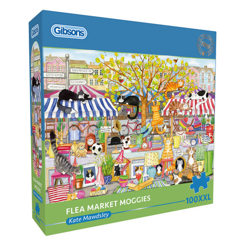 Flea Market Moggies by Kate Mawdsley - 100XXL Piece Jigsaw Puzzle (Gibsons) - Completed Puzzle
