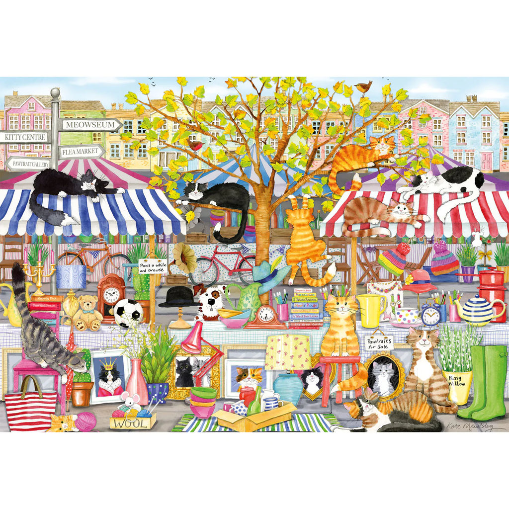 Flea Market Moggies by Kate Mawdsley - 100XXL Piece Jigsaw Puzzle (Gibsons)