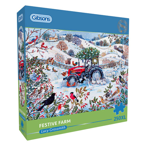 ** Pre-Order ** Festive Farm by Lucy Grossmith - 250XL Piece Jigsaw Puzzle (Gibsons) - Completed Puzzle