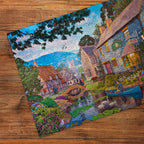 Puzzle in progress: Tea on the River by Dominic Davison – 500 Piece Jigsaw Puzzle (Gibsons)