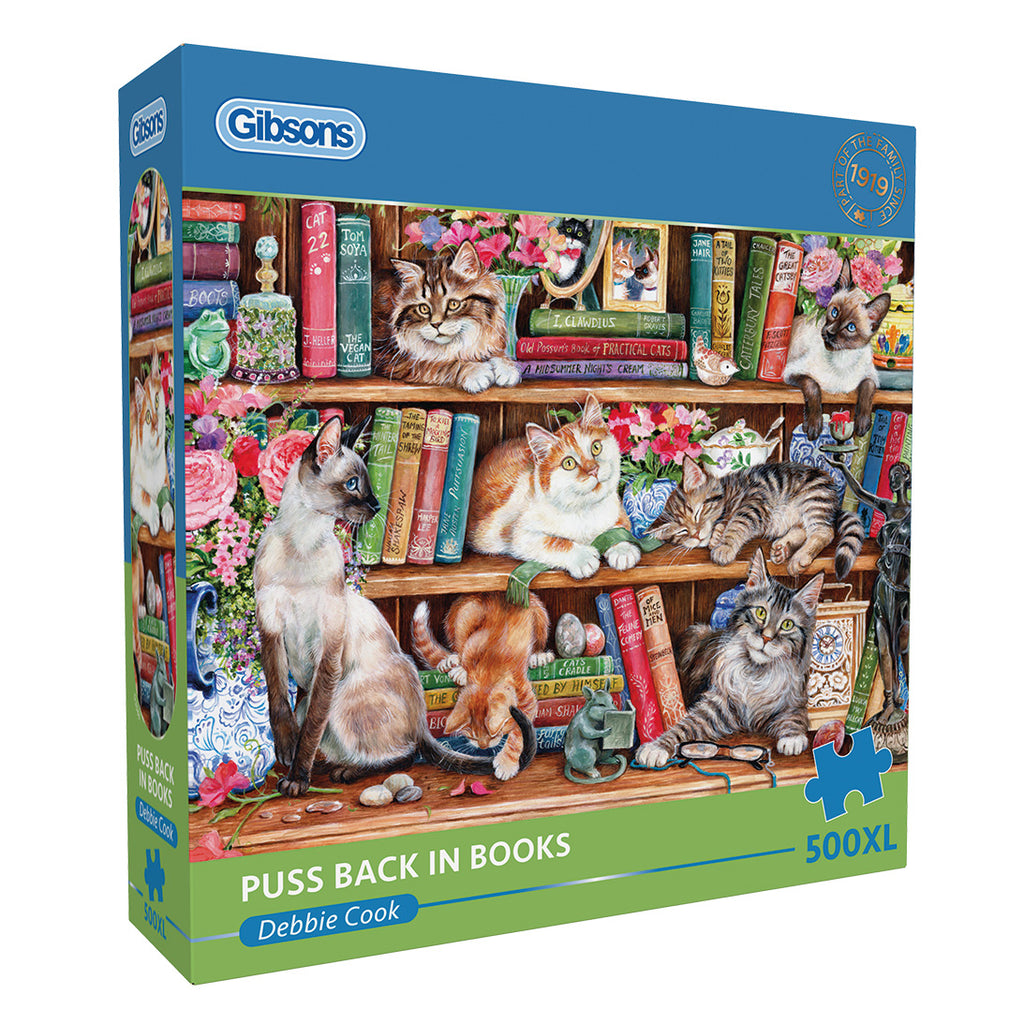Puss Back in Books – 500 XL Piece Jigsaw Puzzle (Gibsons)