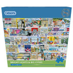 Box, straight on: Bright Lights & Big Cities – 500 XL Piece Jigsaw Puzzle (Gibsons)
