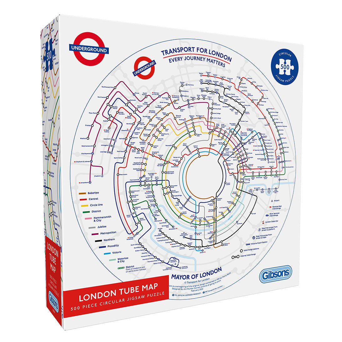 Box, turned right: TfL Circular Underground Map – 500 Piece Jigsaw Puzzle (Gibsons)