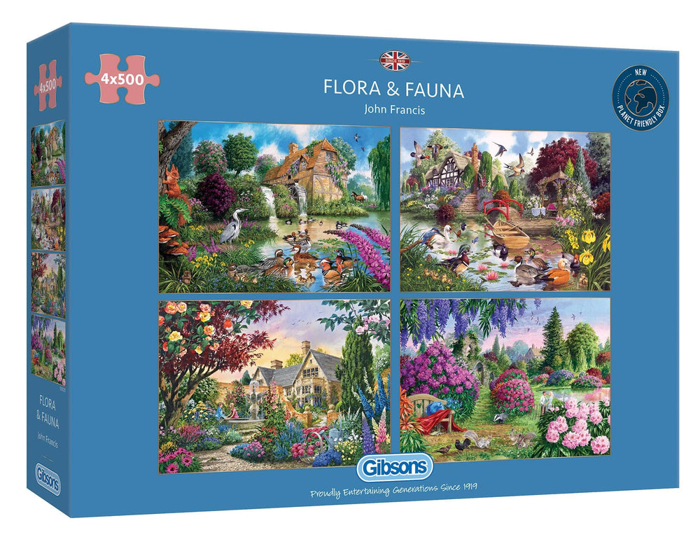 Flora & Fauna – 4 x 500 Piece Jigsaw Puzzles (Gibsons)