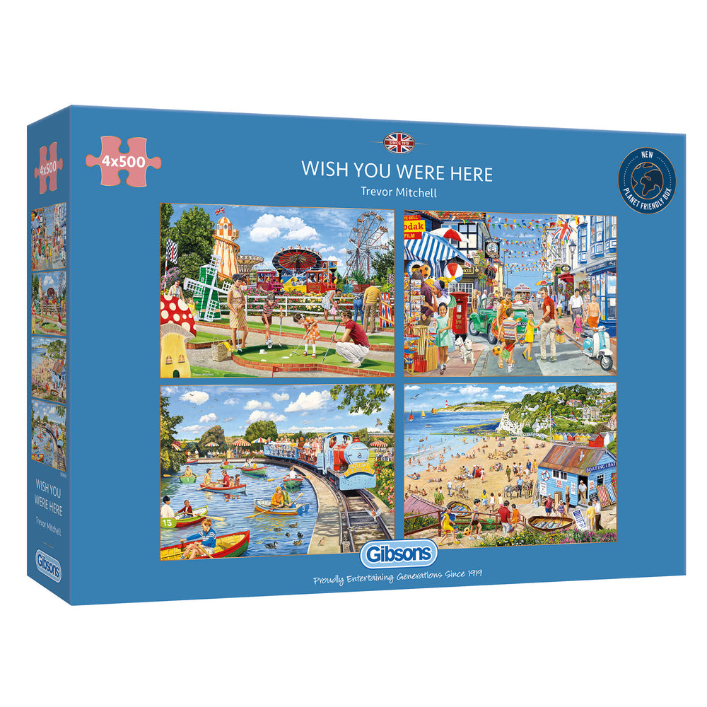 Wish you Were Here – 4 x 500 Piece Jigsaw Puzzles (Gibsons)