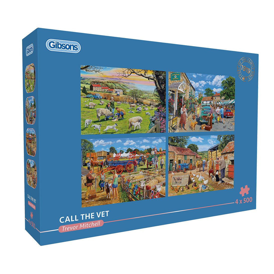 Box, turned right: Call the Vet – 4 x 500 Piece Jigsaw Puzzle (Gibsons)