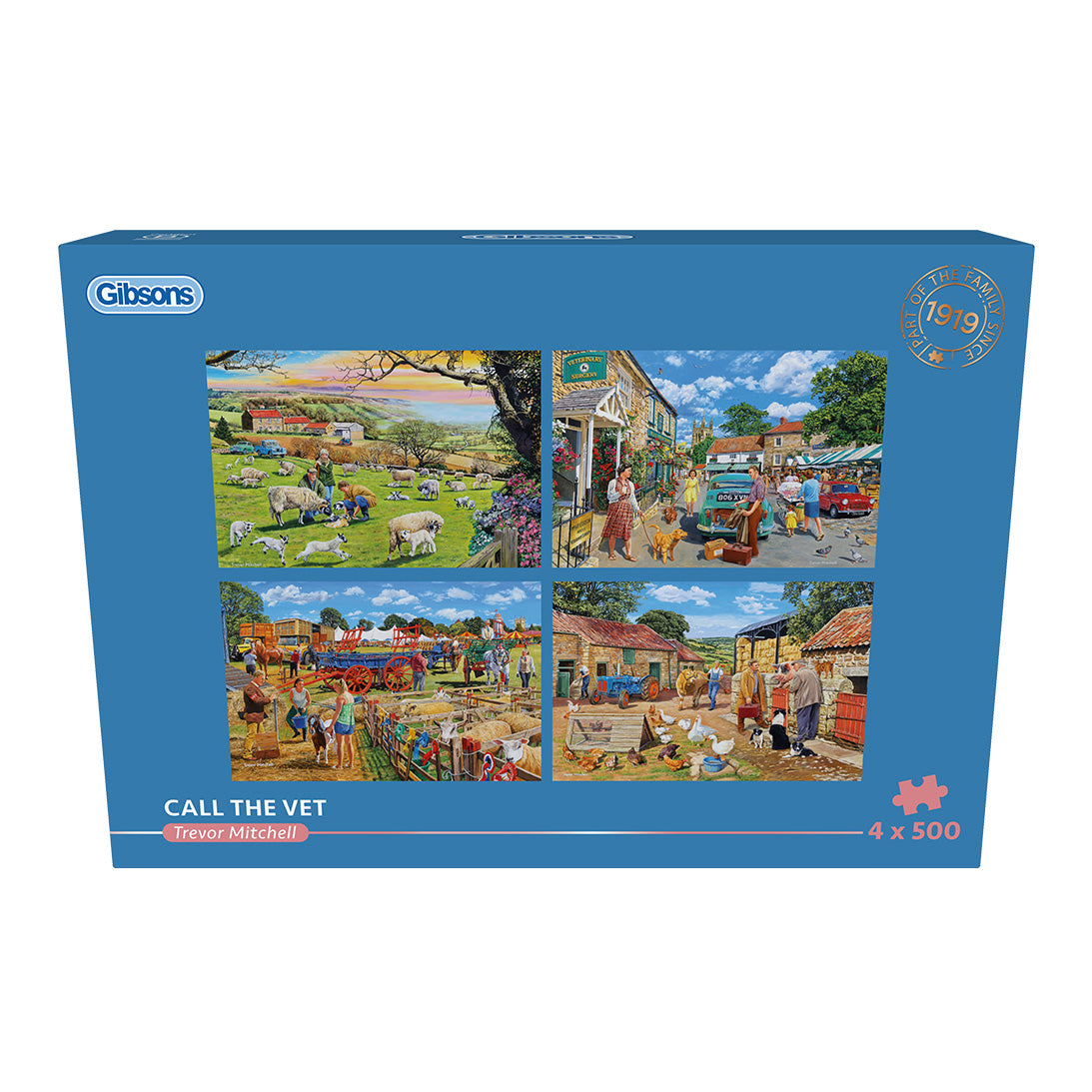 Box, straight on: Call the Vet – 4 x 500 Piece Jigsaw Puzzle (Gibsons)