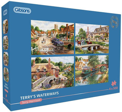 Terry's Waterways – 4 x 500 Piece Jigsaw Puzzle (Gibsons)
