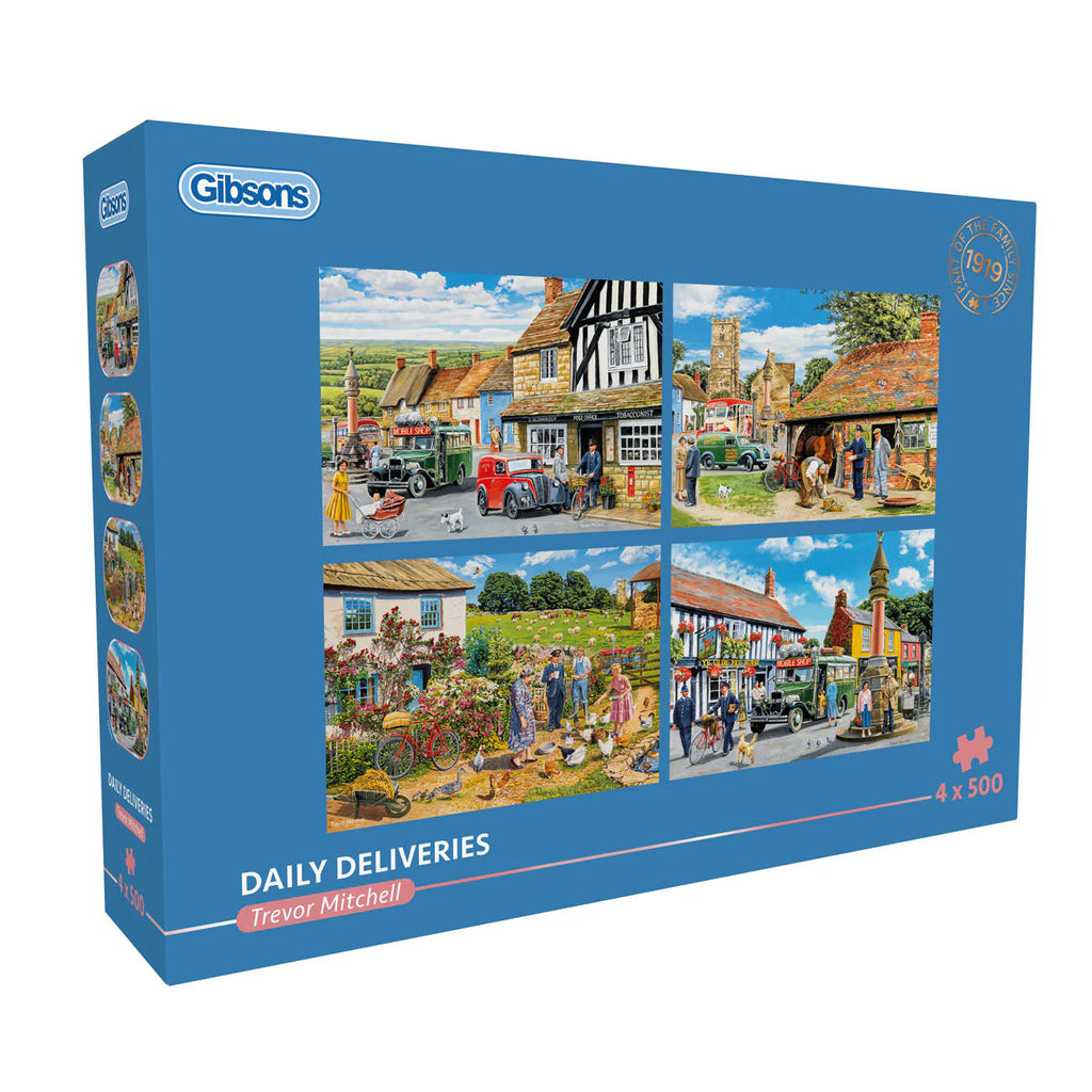 Daily Deliveries by Trevor Mitchell - 4 x 500 Piece Jigsaw Puzzle (Gibsons) - Completed Puzzle
