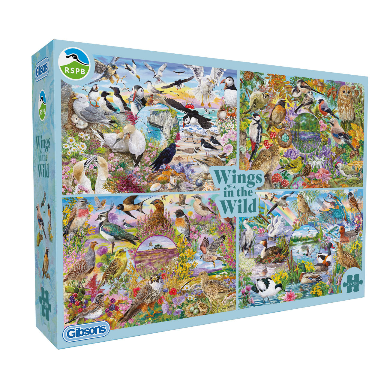 RSPB: Wings in the Wild - 4 x 500 Piece Jigsaw Puzzles (Gibsons)