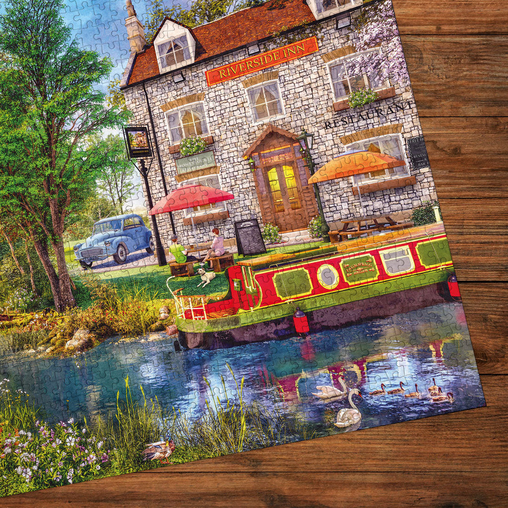 In use: Riverside Inn – 1000 Piece Jigsaw Puzzle (Gibsons)