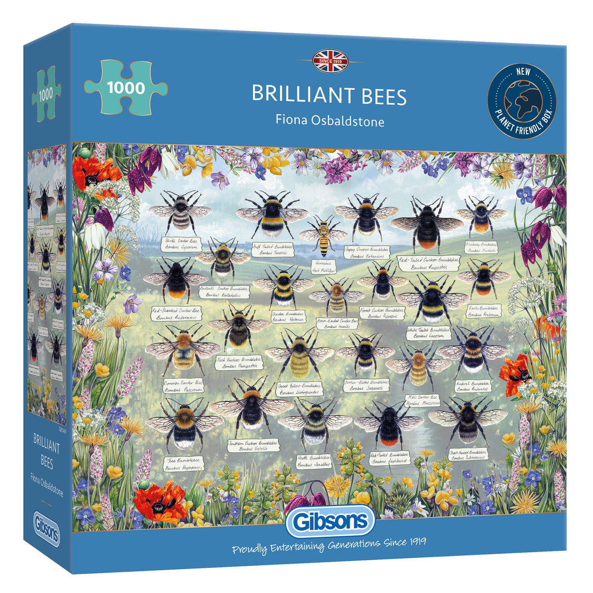 Box, turned right: Brilliant Bees – 1000 Piece Jigsaw Puzzle (Gibsons)