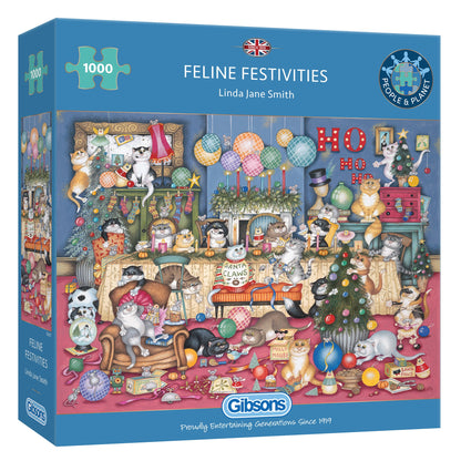Gibsons - Feline Festivities - 1000 Piece Jigsaw Puzzle