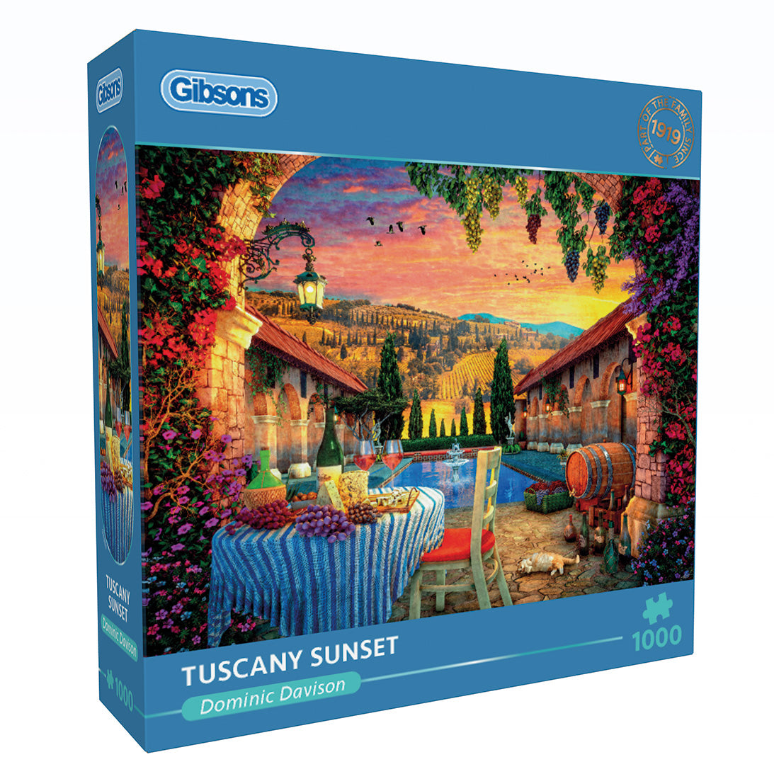 Box, turned right: Tuscany Sunset – 1000 Piece Jigsaw Puzzle (Gibsons)