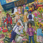 Puzzle in progress: Scarecrow Festival – 1000 Piece Jigsaw Puzzle (Gibsons)