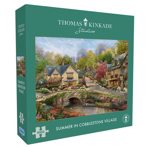 Summer in Cobblestone Village – 1000 Piece Jigsaw Puzzle (Gibsons) - Completed Puzzle