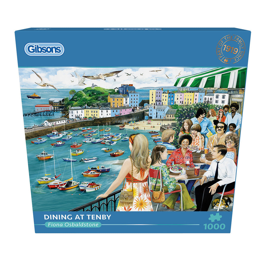 Box, straight on: Gibsons - Dining at Tenby - 1000 Piece Jigsaw Puzzle