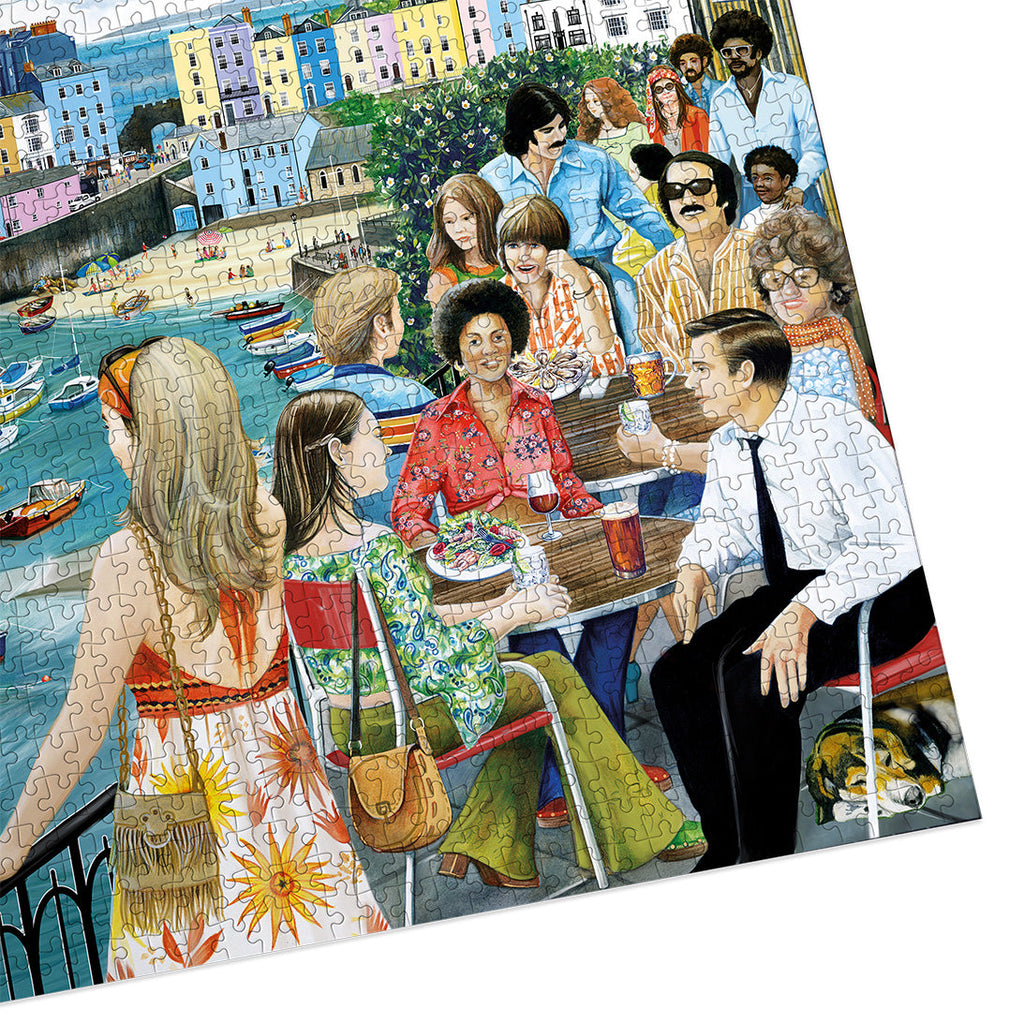 Puzzle in progress: Gibsons - Dining at Tenby - 1000 Piece Jigsaw Puzzle