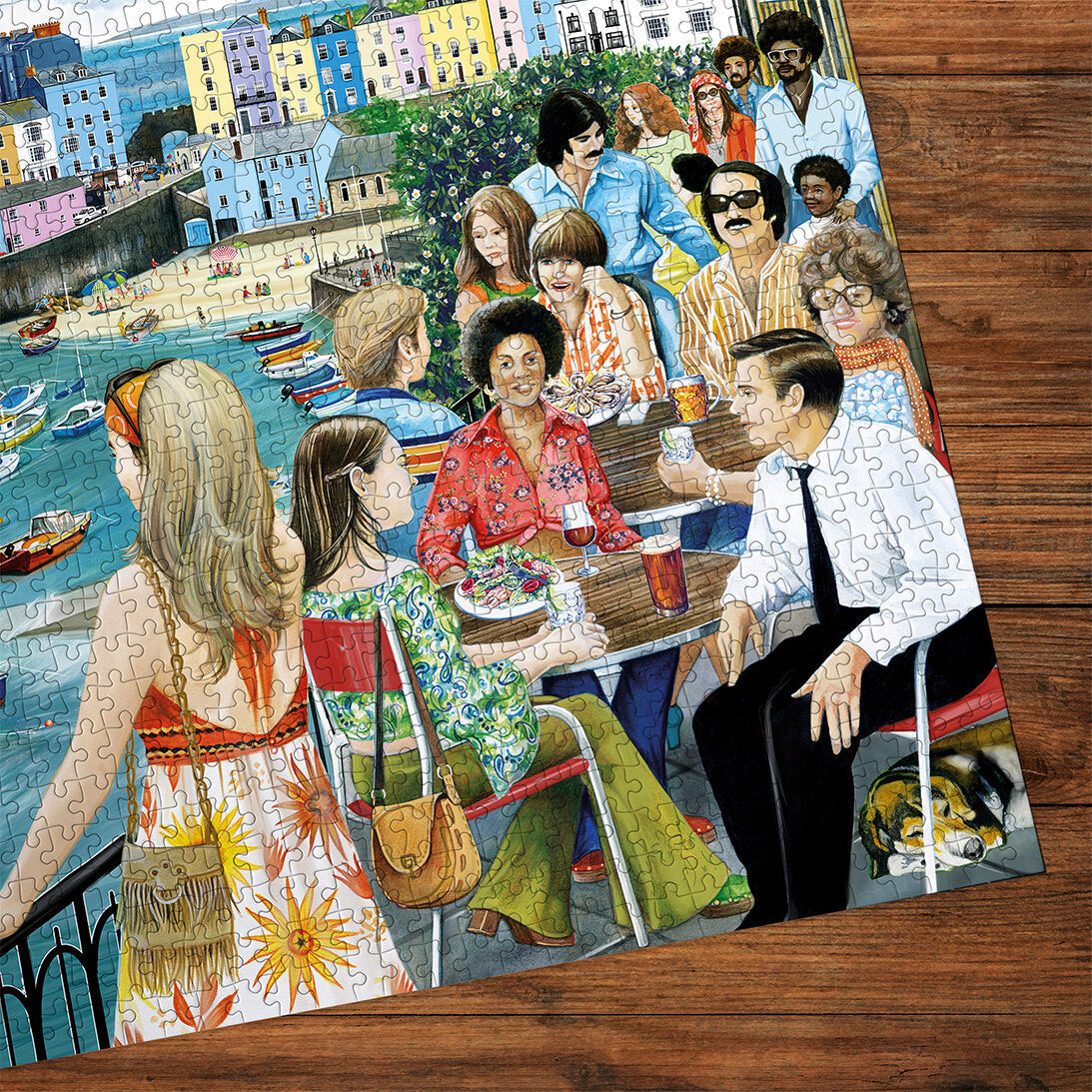 Puzzle in progress: Gibsons - Dining at Tenby - 1000 Piece Jigsaw Puzzle