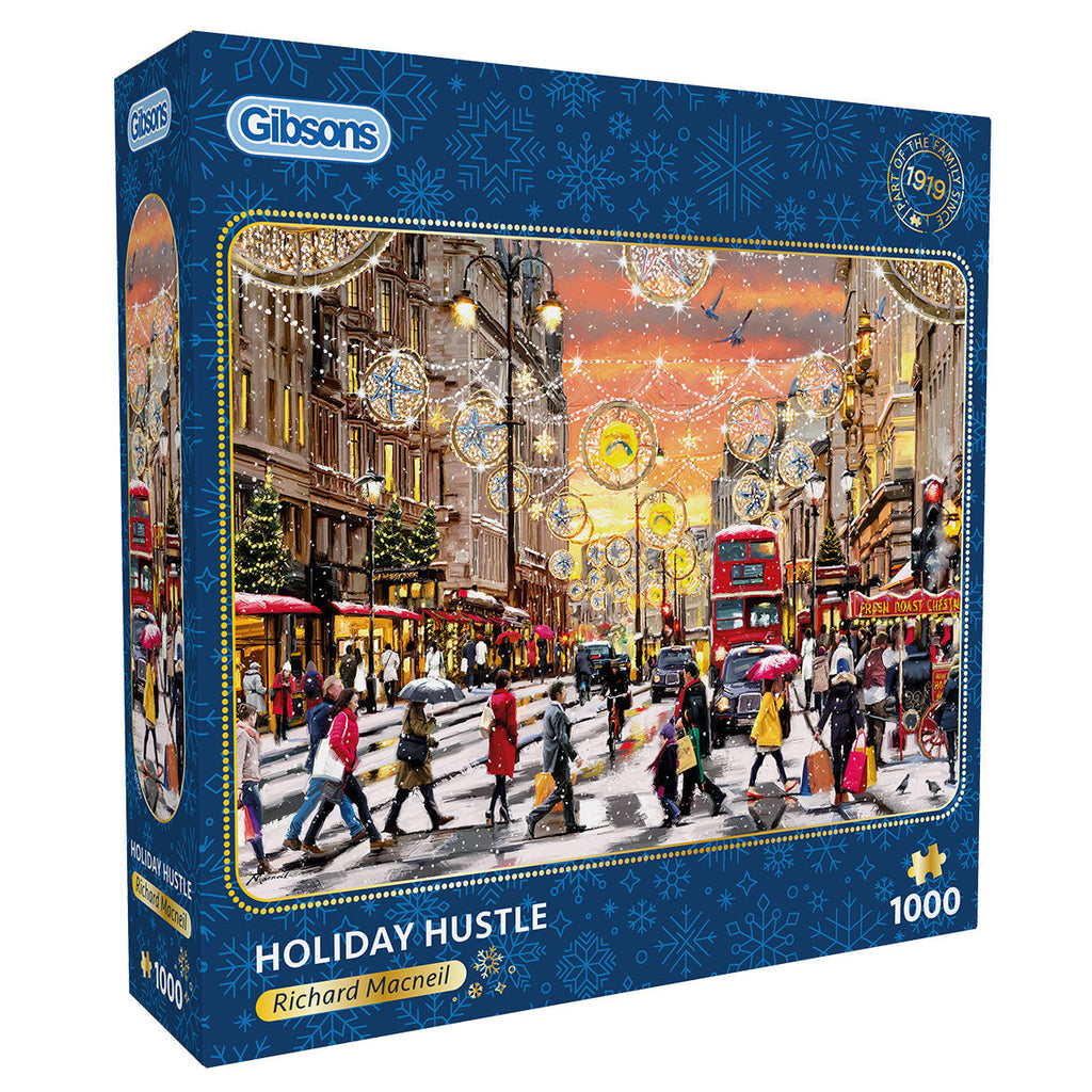 Box, turned right: Holiday Hustle by Richard Macneil – 1000 Piece Jigsaw Puzzle (Gibsons)