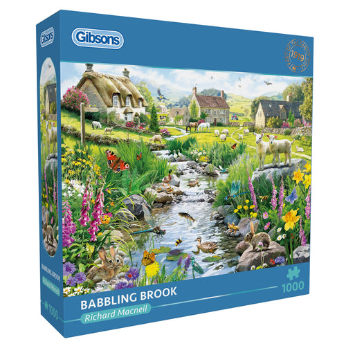 Babbling Brook by Richard Macneil - 1000 Piece Jigsaw Puzzle (Gibsons) - Completed Puzzle
