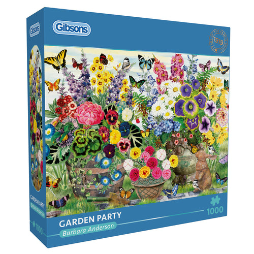 Garden Party by Barbara Anderson - 1000 Piece Jigsaw Puzzle (Gibsons) - Completed Puzzle
