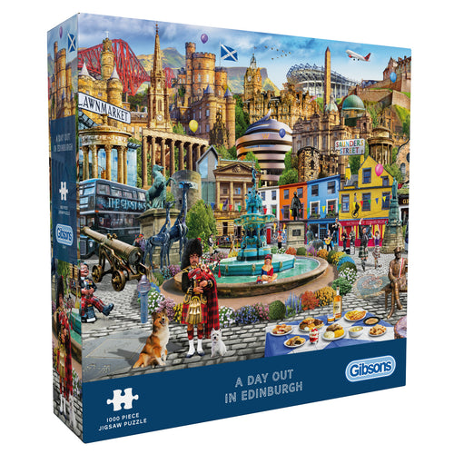 A Day Out in Edinburgh - 1000 Piece Jigsaw Puzzle (Gibsons) - Completed Puzzle
