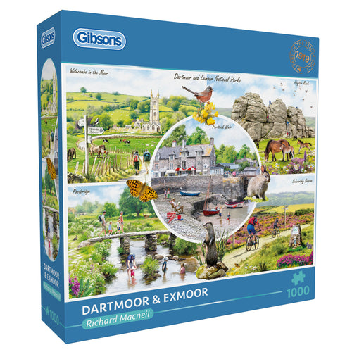 Dartmoor & Exmoor by Richard Macneil - 1000 Piece Jigsaw Puzzle (Gibsons) - Completed Puzzle